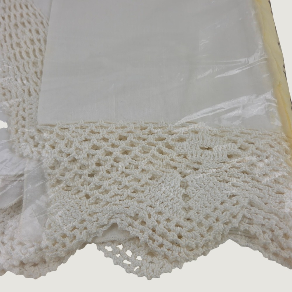 Vintage Battenburg Lace Crochet Fabric Shower Curtain White Shabby Chic